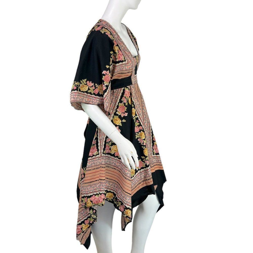 Blue Plate Retro 70s Handkerchief Hem Boho Floral Cotton Dress Size Small - Picture 5 of 7